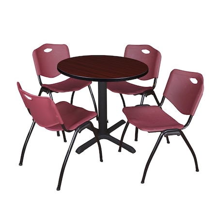Cain Cain Round Table & Chair Set, Wood, Metal, Plastic Top, Mahogany TB30RNDMH47BY